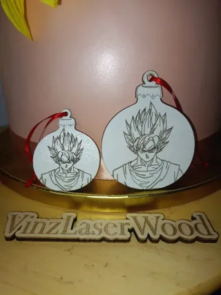 2 Palline Natale Legno Goku
