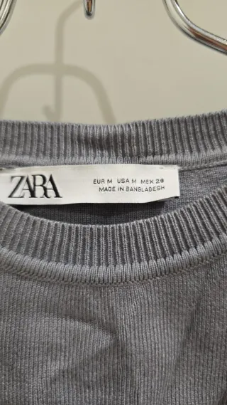 Jersey Zara gris cuello redondo manga larga
