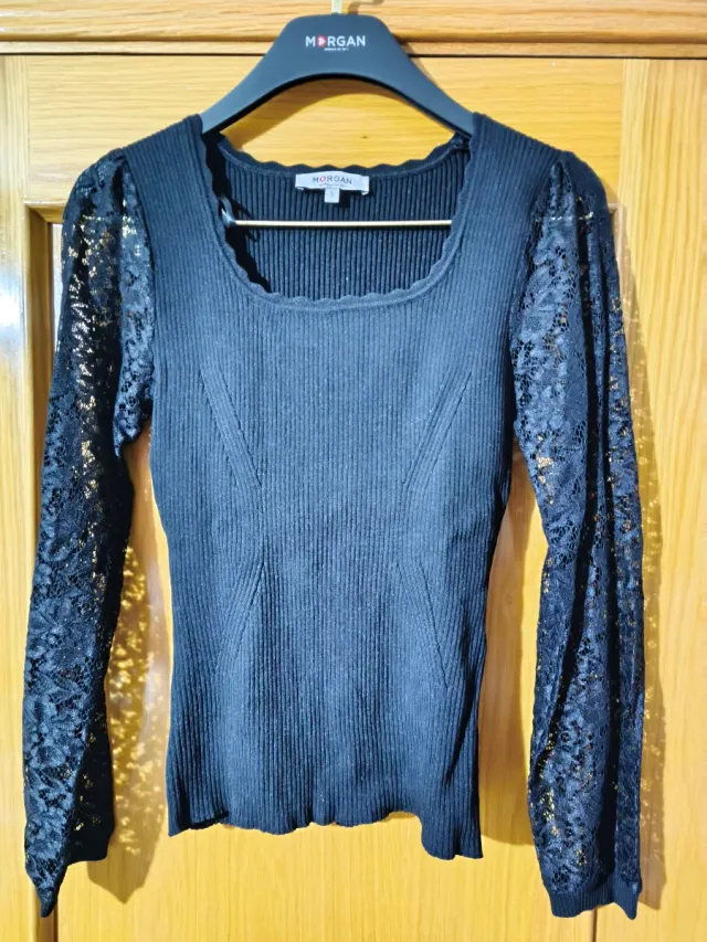 Jersey Morgan manga larga con encaje negro talla s