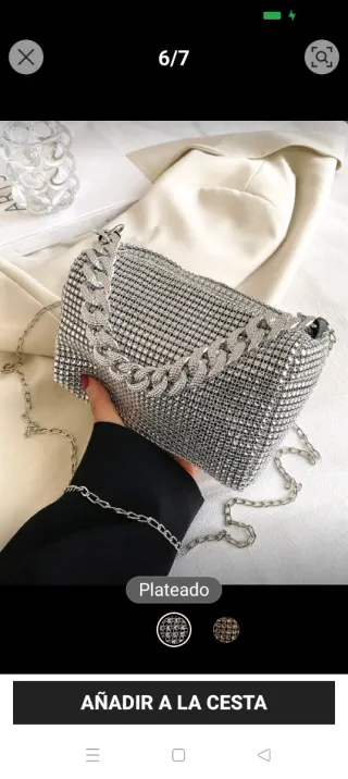Bolso de fiesta plateado con cadena