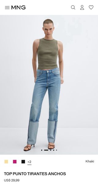 Camiseta sin mangas Mango Verde Talla XL