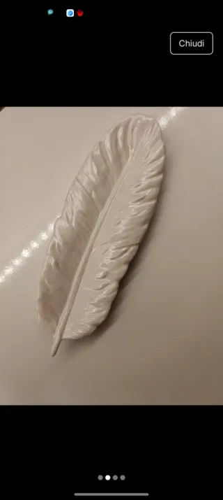 Vassoio decorativo a forma di piuma in ceramica
