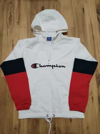 Giacca antivento Champion bianca, rossa e nera