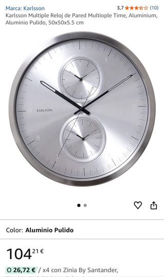 Reloj de Pared Karlsson Aluminio Pulido