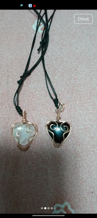 Set 2 ciondoli cuore filo rame tecnica wire