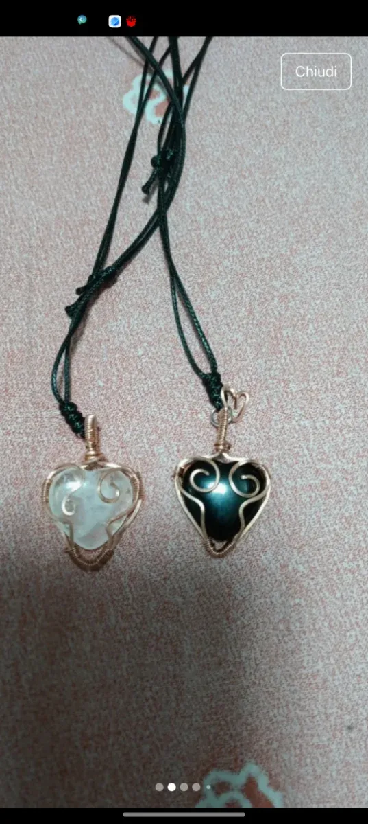 Set 2 ciondoli cuore filo rame tecnica wire