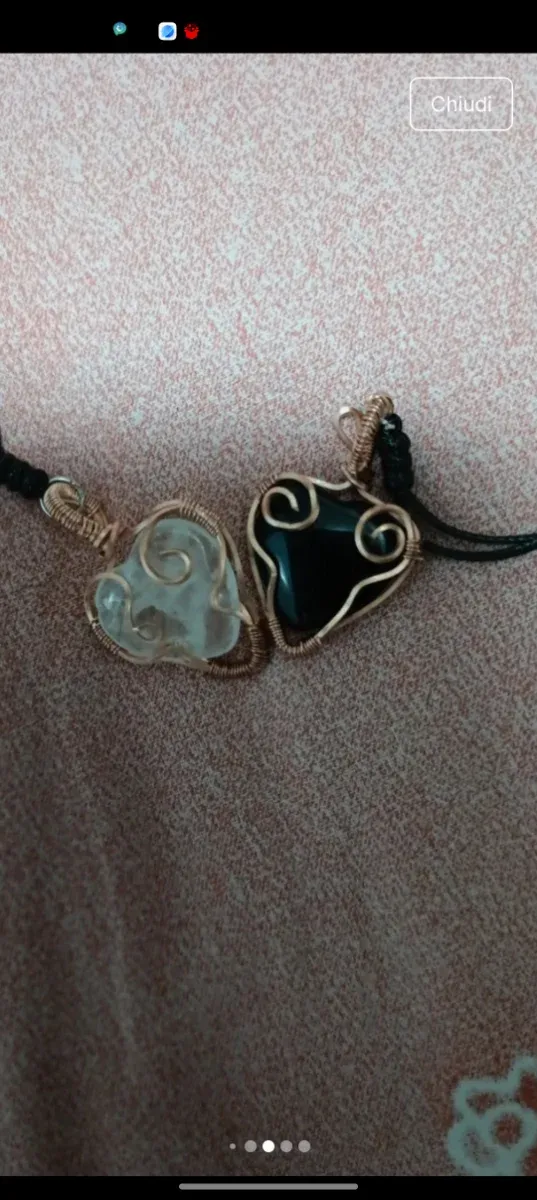 Set 2 ciondoli cuore filo rame tecnica wire