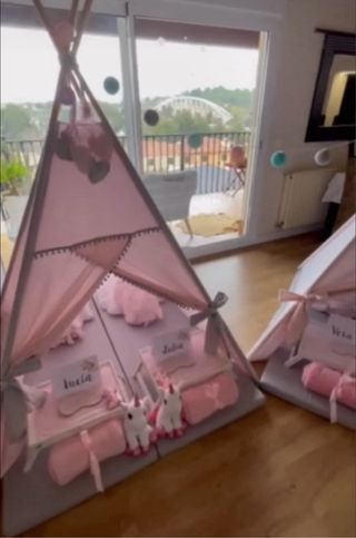 Tipis Pijama Party (Pink & Gray) (teepee)