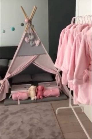 Tipis Pijama Party (Pink & Gray) (teepee)
