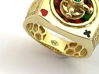 sello oro 18k con aguamarina