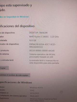Ordenador Gaming HP Rycen 5 3600 / VEGA 11
