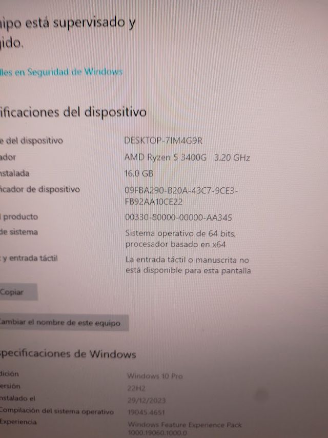 Ordenador Gaming HP Rycen 5 3600 / VEGA 11
