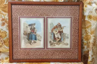 Quadro com 2 litografias - Varina e Pescador
