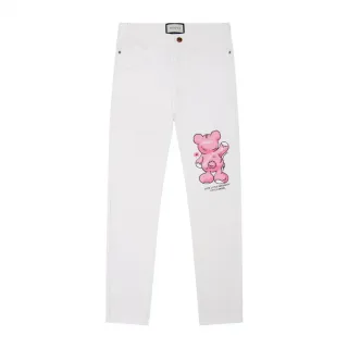 Pantalones Gucci Blancos con Oso Rosa