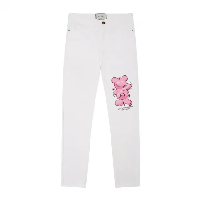 Pantalones Gucci Blancos con Oso Rosa