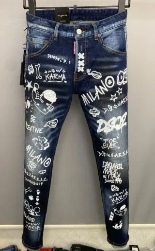Pantalón DSQUARED2 Graffiti Azul Hombre