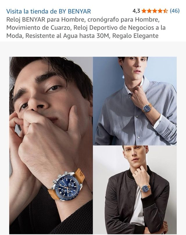 Reloj BENYAR Cronógrafo Hombre Negro/Dorado