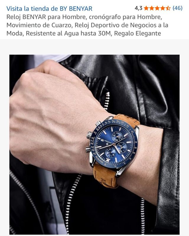 Reloj BENYAR Cronógrafo Hombre Negro/Dorado
