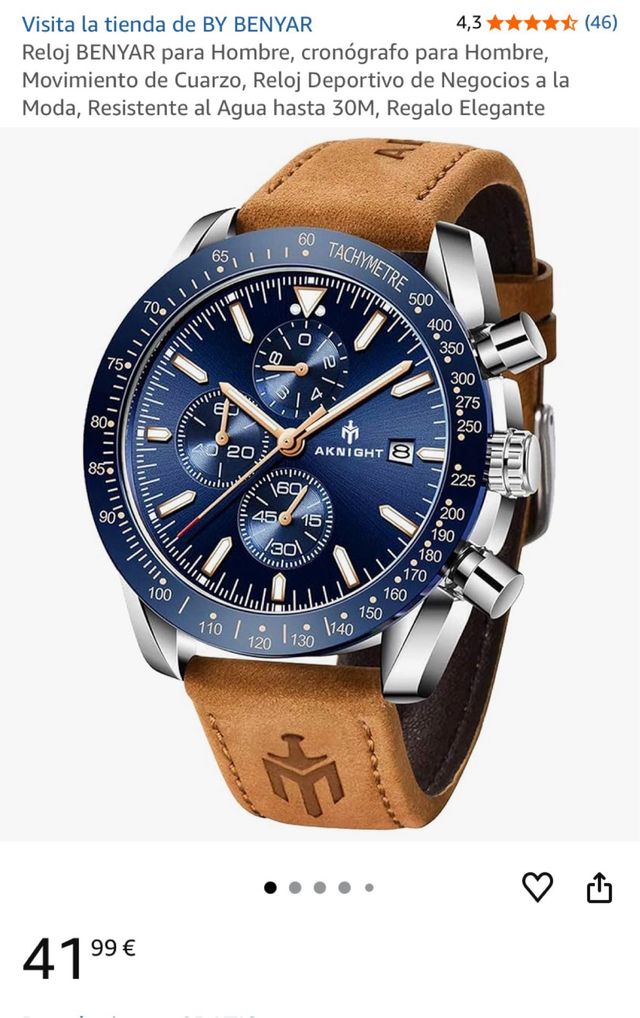 Reloj BENYAR Cronógrafo Hombre Negro/Dorado