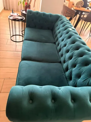 Divano Chesterfield Blu Petrolio Velluto