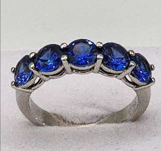 Anillo Oro Blanco 18k Zafiros Azules