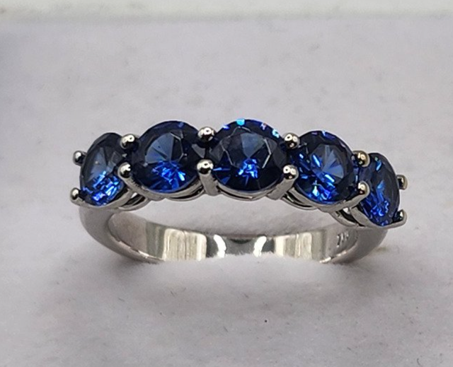 Anillo Oro Blanco 18k Zafiros Azules