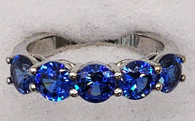 Anillo Oro Blanco 18k Zafiros Azules