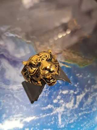 Anello uomo testa di tigre oro