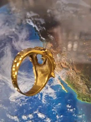 Anello uomo testa di tigre oro
