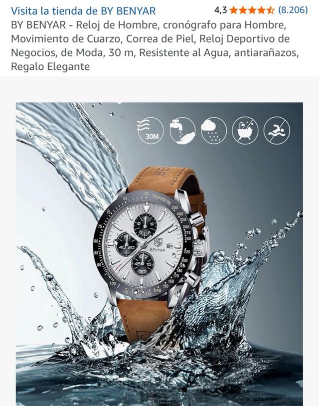 Reloj BENYAR Cronógrafo Hombre Marrón/Plata