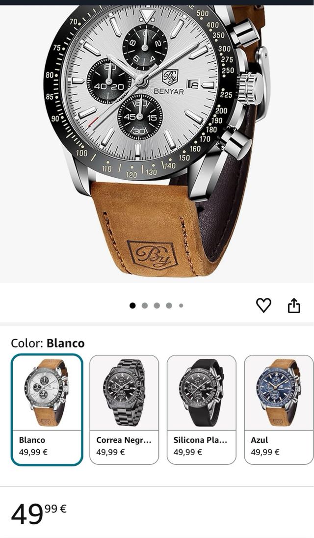 Reloj BENYAR Cronógrafo Hombre Marrón/Plata