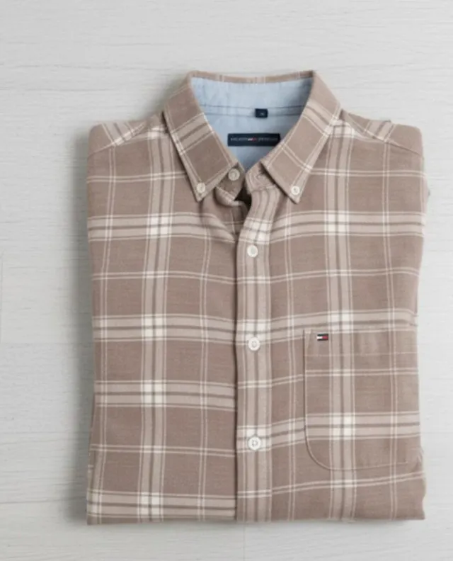 Camisa Tommy Hilfiger cuadros beige/marrón