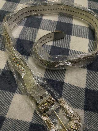 Cinturón de diamantes plateado