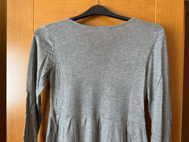 Vestido midi punto gris mujer