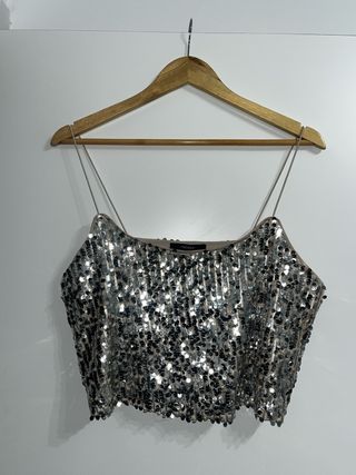 Top Lentejuelas Dorado/Plateado Forever 21