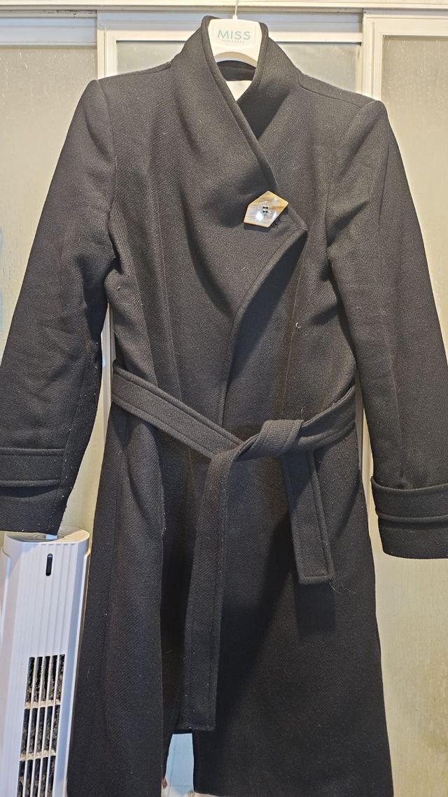 83- Abrigo Mango suit -gris oscuro, Lana talla L