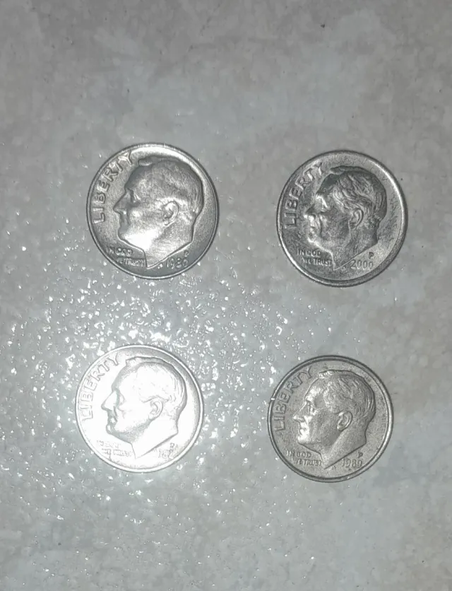 Lote 4 monedas 10 centavos USA