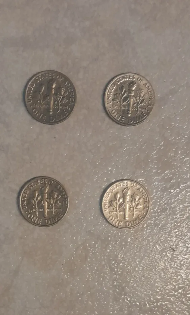 Lote 4 monedas 10 centavos USA