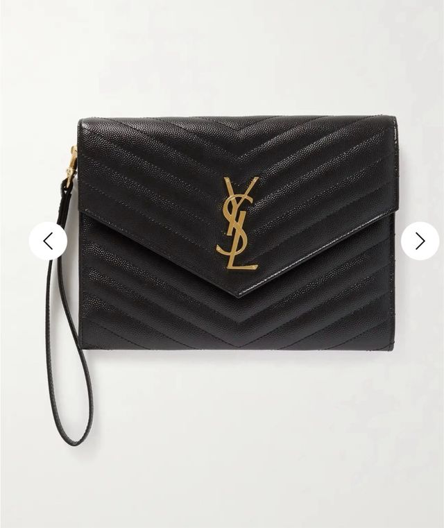 Bolsa YSL Pouch Negra Piel Chevron