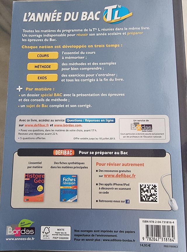 L'année du Bac Tle L BAC 2013