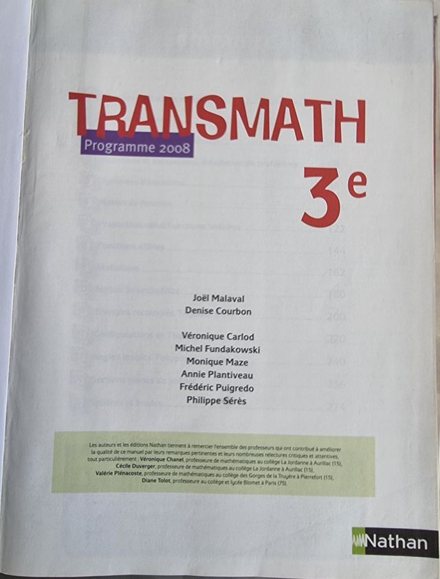 Transmath 3e programme 2008