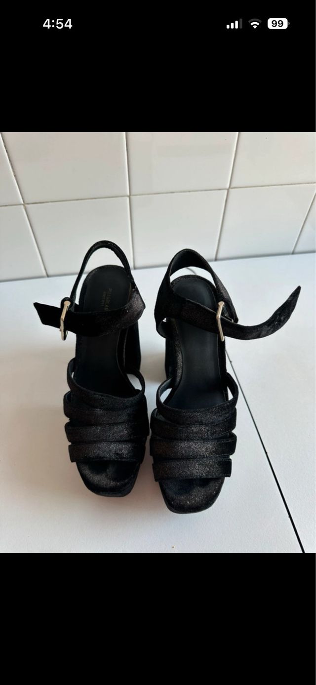 Sandalias de tacón negras para fiesta