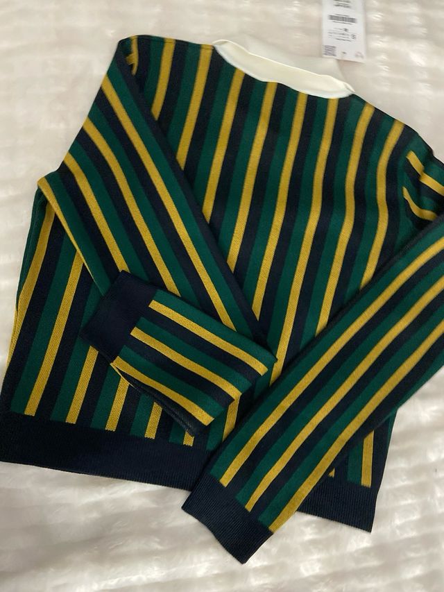 Jersey Polo Zara Rayas Verde Amarillo