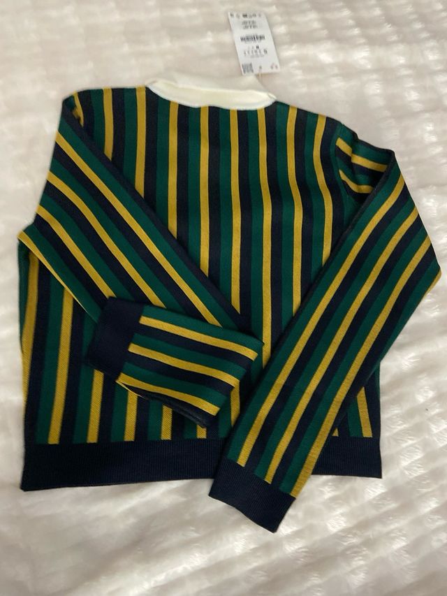 Jersey Polo Zara Rayas Verde Amarillo
