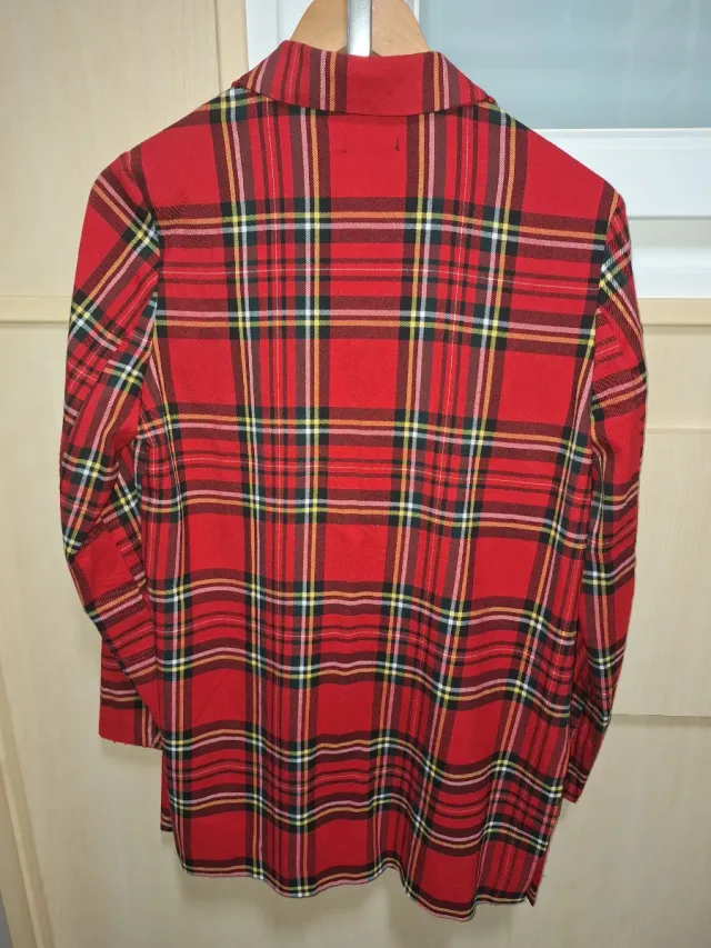 Conjunto blazer y pantalón cuadros rojo