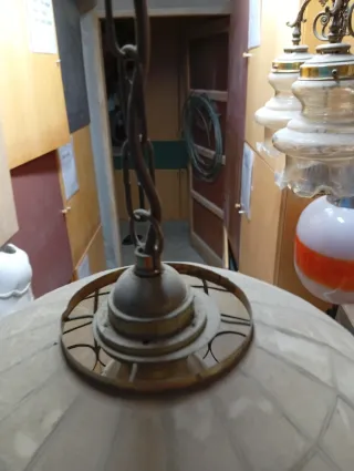 Lampadario vintage vetro e metallo