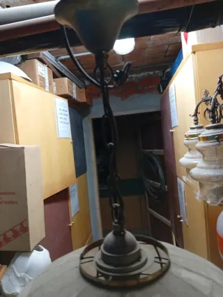 Lampadario vintage vetro e metallo