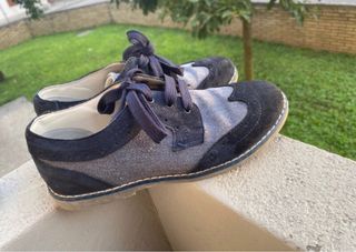 Scarpe eleganti bambino/a blu/grigie misura 35