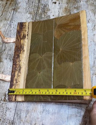 Borsa etnica legno e foglie vere