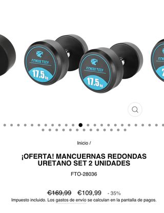 Mancuerna Redonda  17.5 kg solo dispongo de una.